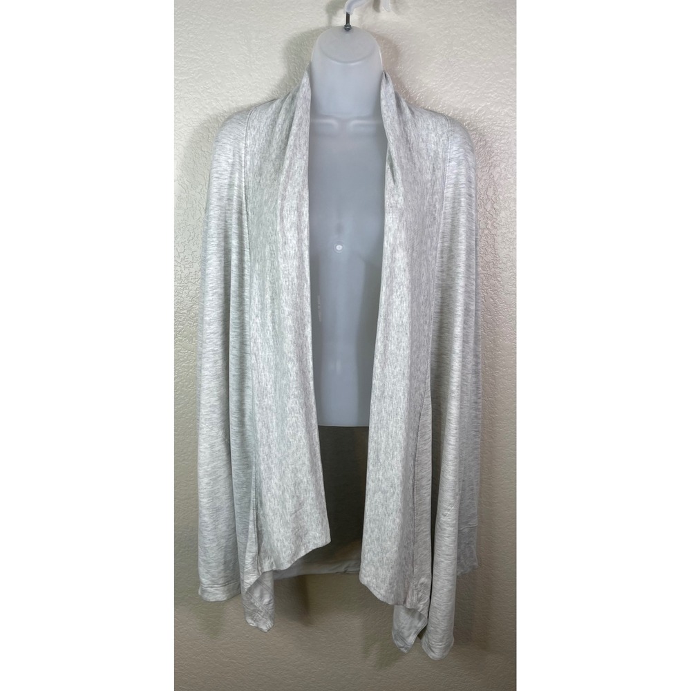 Athleta Womens XL Pranayama Restore Wrap Grey Open Front Cardigan Cozy Lounge